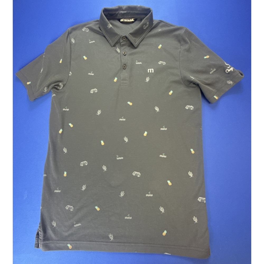 Travis Mathew Cactus Bus Pineapple Shirt Golf Polo Men's M Osage National GC